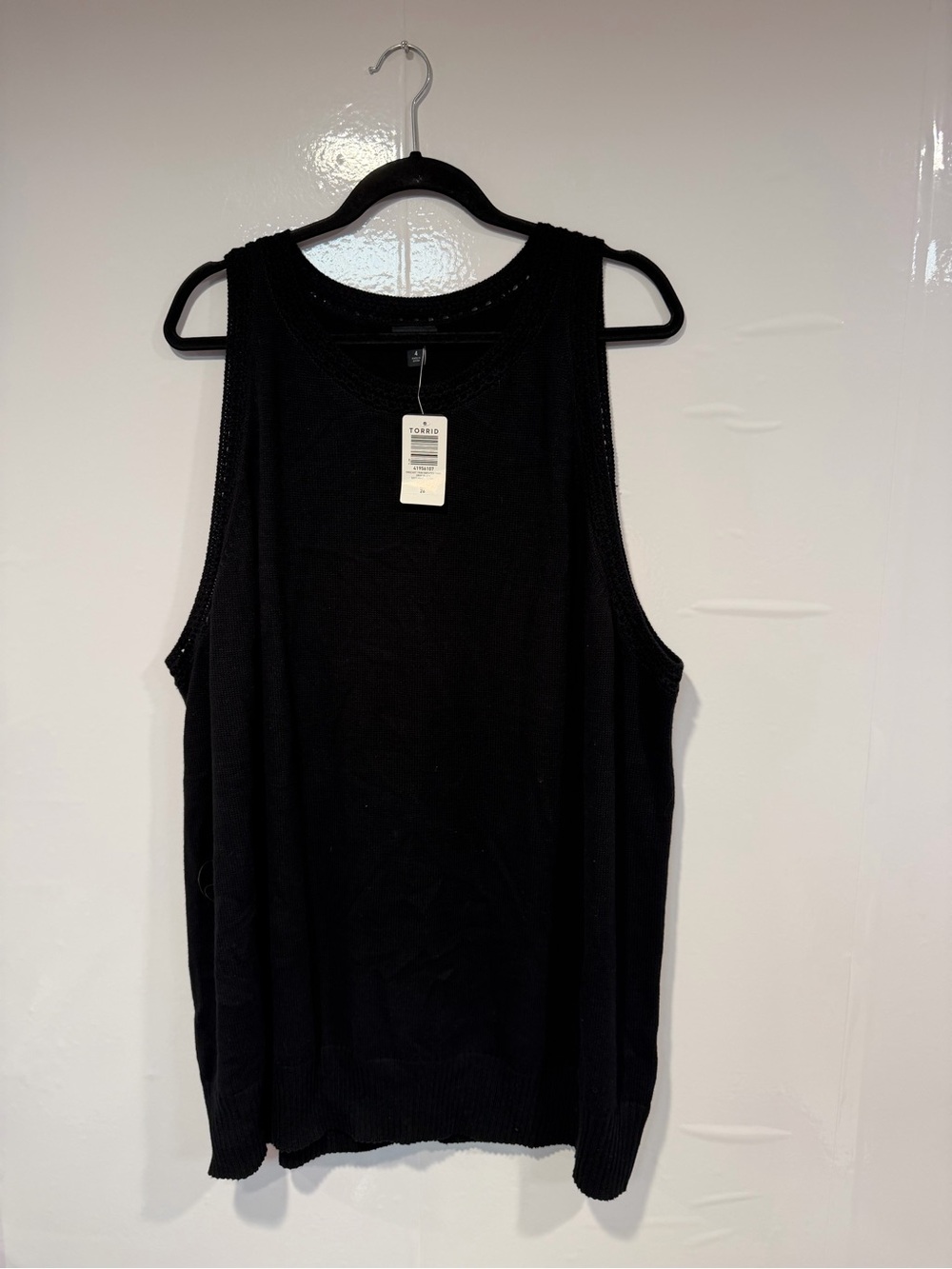 Torrid Crochet Classic Black Knit Tank Top - Women's NWT